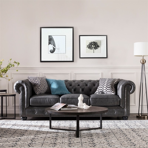 Styling Your Space with the Bowery Hill Modern Tufted Leather Sofa
